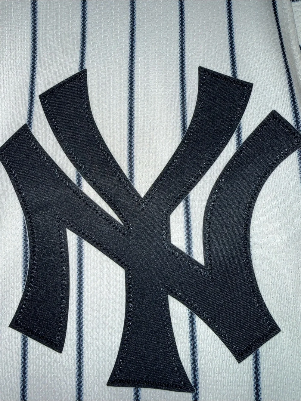 Nike White and Navy Pinstripe Baseball Jersey